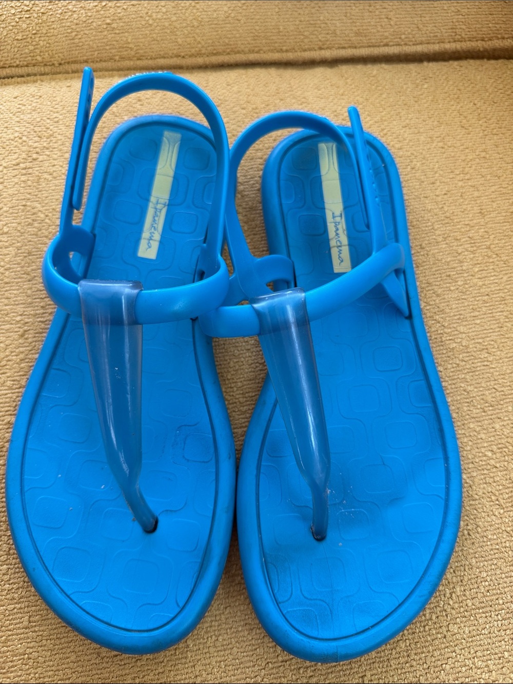Ipanema Women's Aqua Blue Jelly T-Strap Sandals Size 7